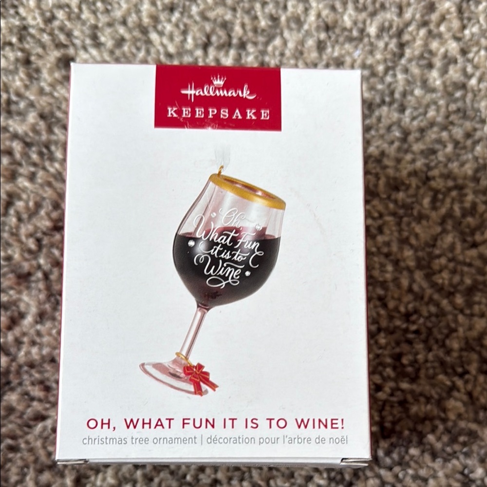 Hallmark Keepsake Wine Glass Ornament with Red and Gold Accents